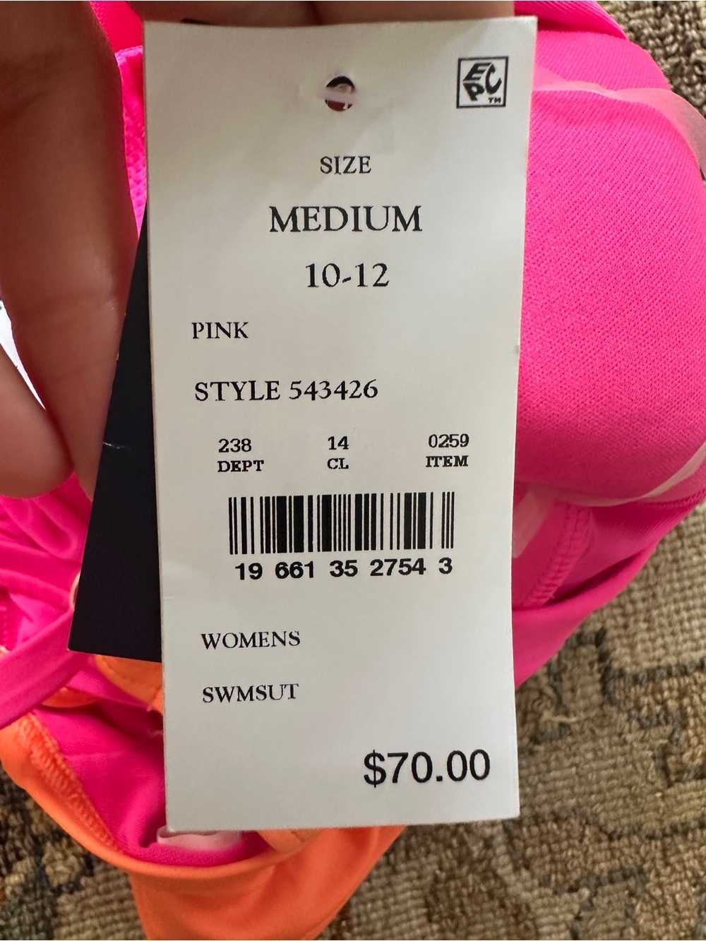NWT Lands End Pink and Orange One Piece Swimsuit Sz M (10-12) - Picture 7 of 8